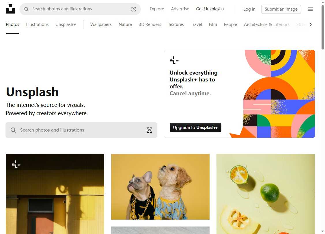Unsplash 网站截图
