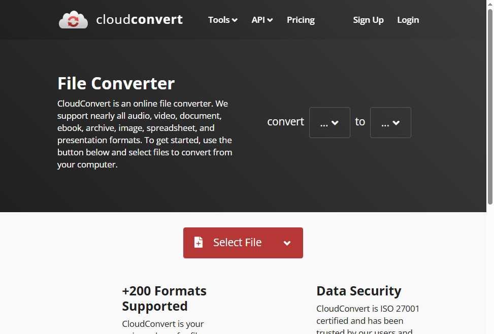 CloudConvert 网站截图