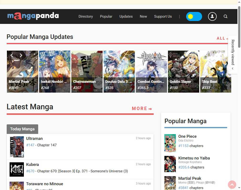 MangaPanda 网站截图