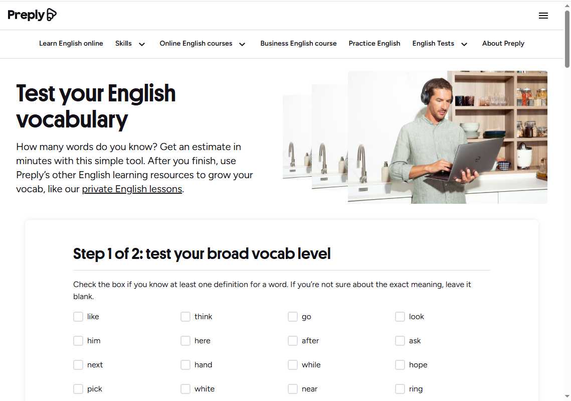 Test Your Vocabulary 网站截图