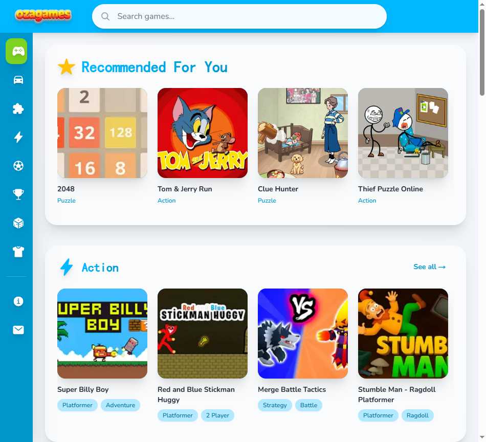 OZAGames 网站截图