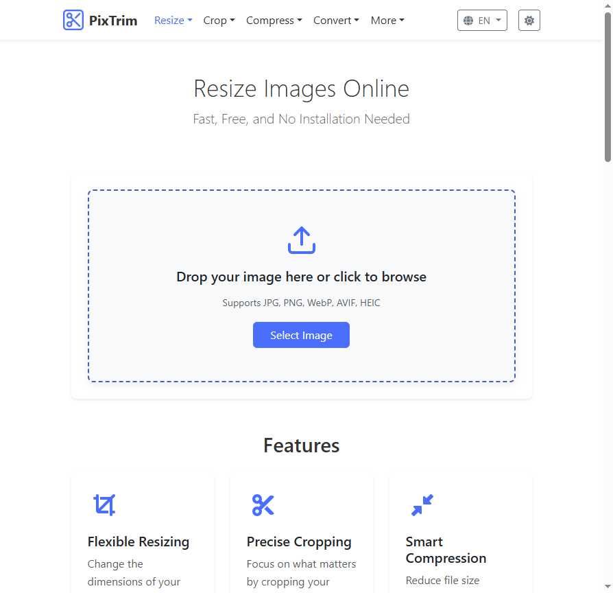 PixTrim 网站截图