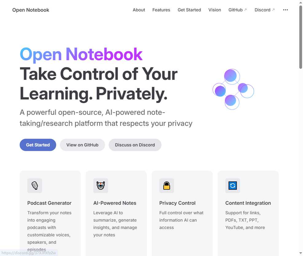Open Notebook 网站截图